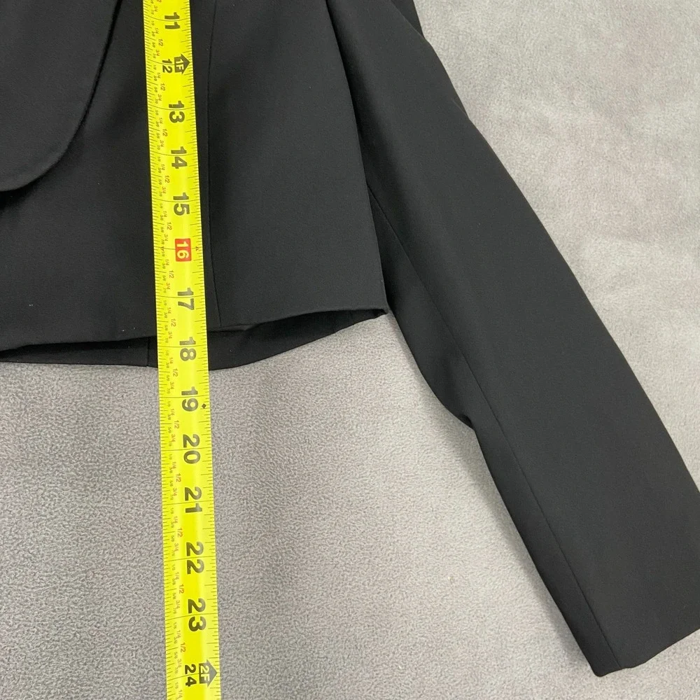 AllSaints Cropped Blazer Jacket Women's 6 Black Formal Shawl Collar Open Front - Picture 6 of 10